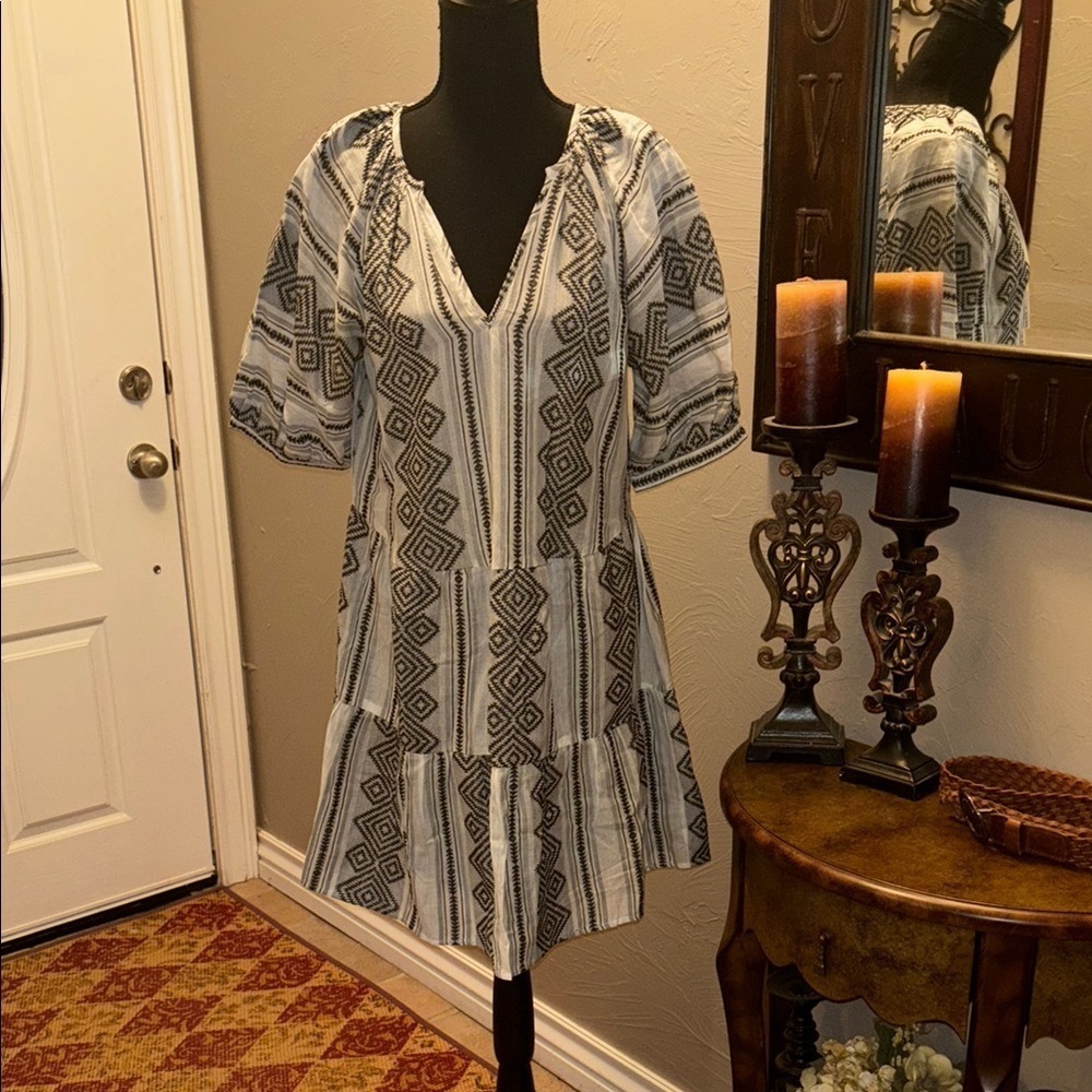 Black Tape Black And White Geometric Dress
